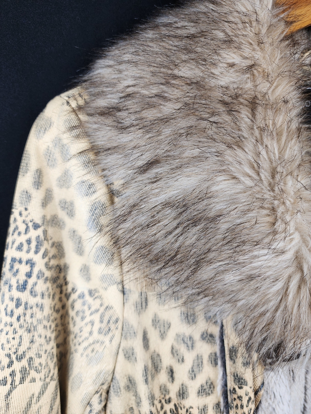 George Simonton Women's Tan Animal-Print Fur Trim Coat Size M - Picture 3 of 14